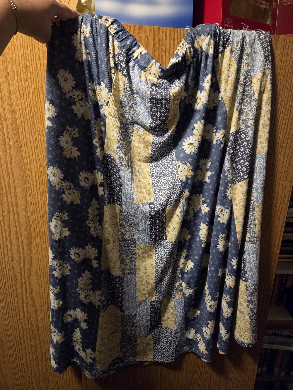 Cato Blue and Yellow Floral Patchwork Maxi Skirt